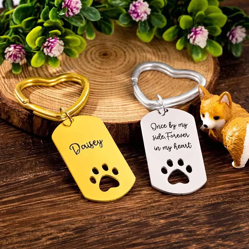 Custom Dog Tag Paw Keychain