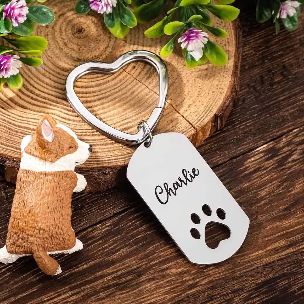 Custom Dog Tag Paw Keychain