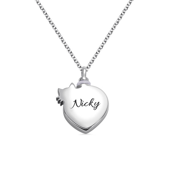 Engraved Pet Urn Cremation Necklace Sterling Silver