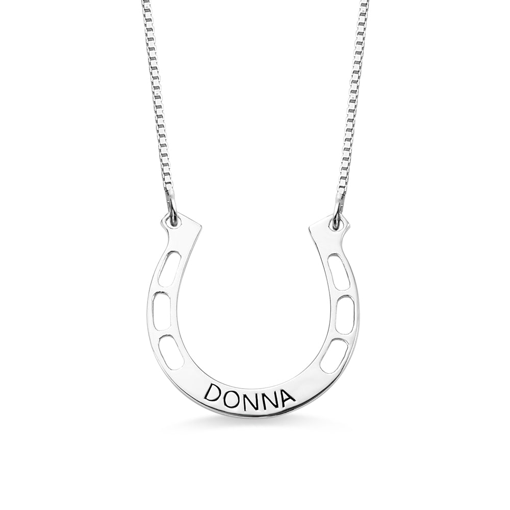 Personalized Horseshoes Name Necklace - Stainless Steel