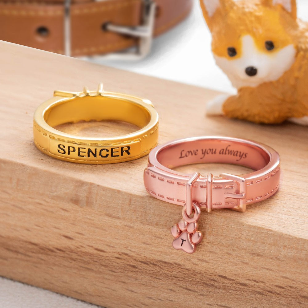 Personalized Pet Collar Ring/Sterling Silver 925 Ring