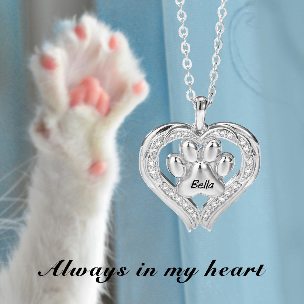 Personalized Angel Wings Pet Paw Necklace