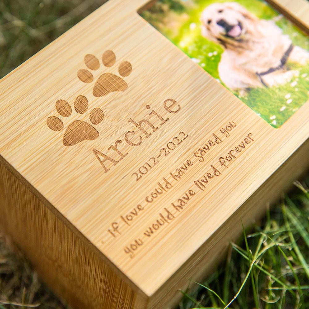 Personalized Wooden Pet Cremation Boxes with Photo & Message, Pet Urn, Memorial Cremation Urn, Memorial Gift