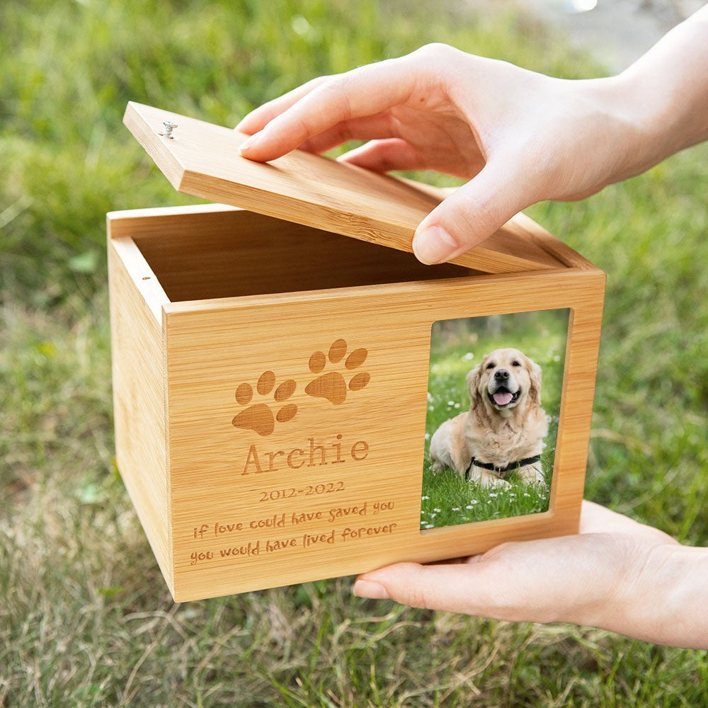 Personalized Wooden Pet Cremation Boxes with Photo & Message, Pet Urn, Memorial Cremation Urn, Memorial Gift