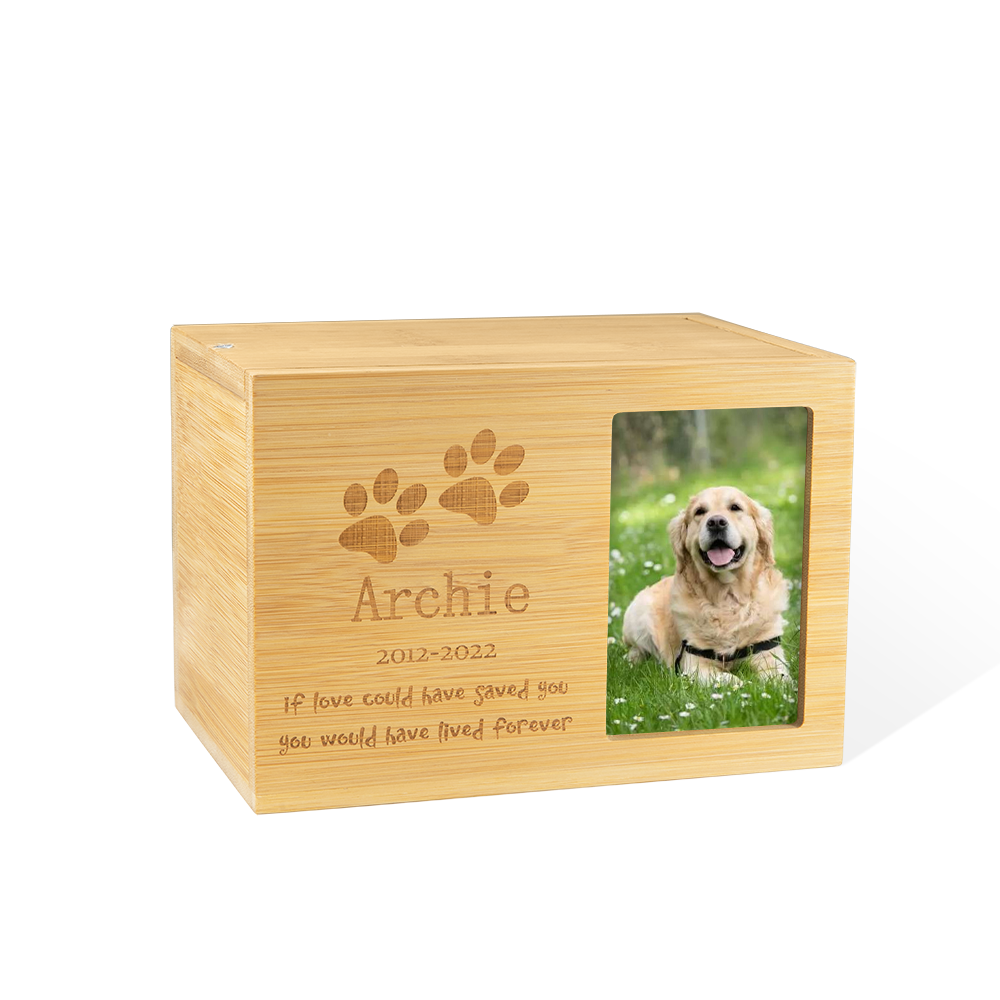 Personalized Wooden Pet Cremation Boxes with Photo & Message, Pet Urn, Memorial Cremation Urn, Memorial Gift