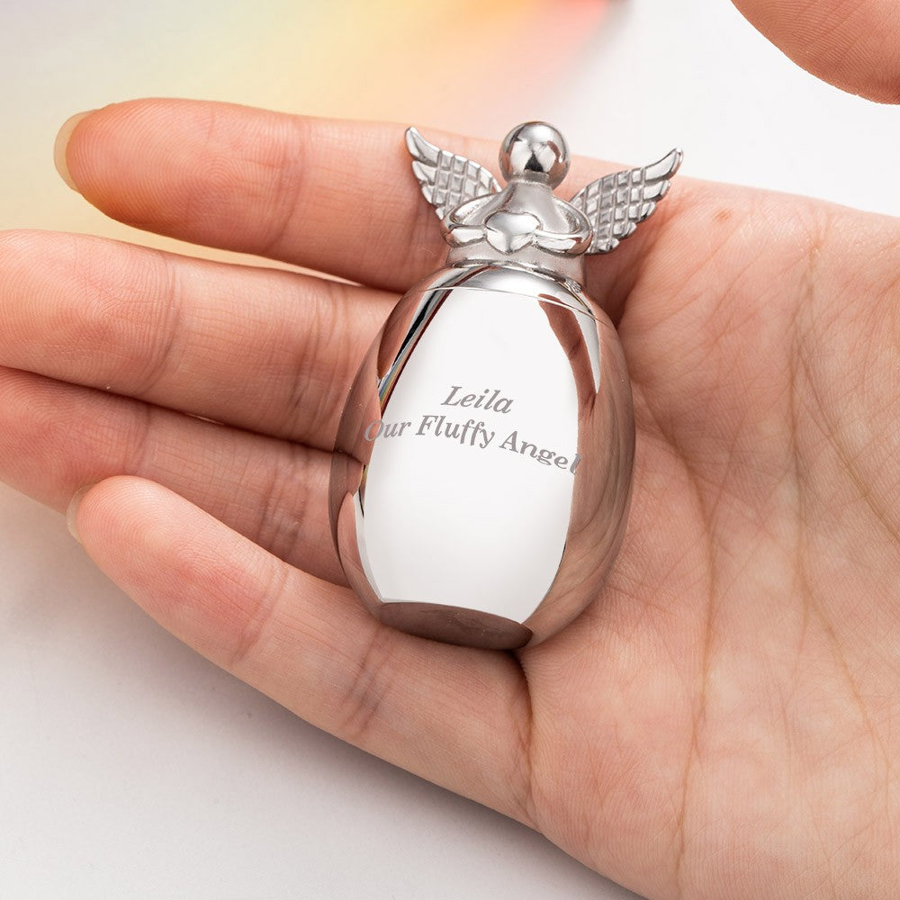 Personalized Angel Heart Pet Ashes Keepsake Urn Engraved Ashes Memory Gift