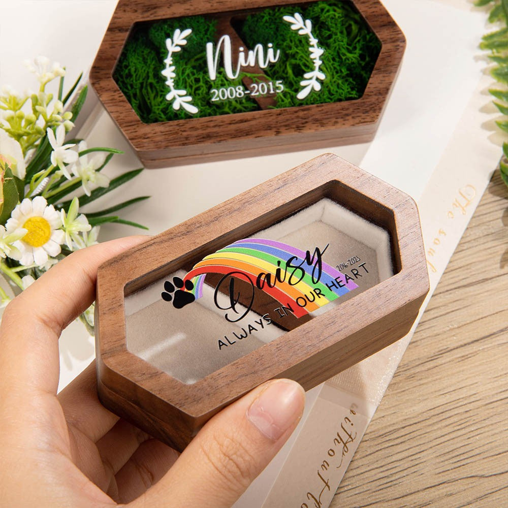 Custom Wooden Pet Fur Keepsake Box, Personalized Pet Fur Keepsake, Pet Memorial Rainbow Bridge, Keepsake Gift, Pet Remembrance, Gifts for Pet Lover (NOT Advisable to List on Etsy)