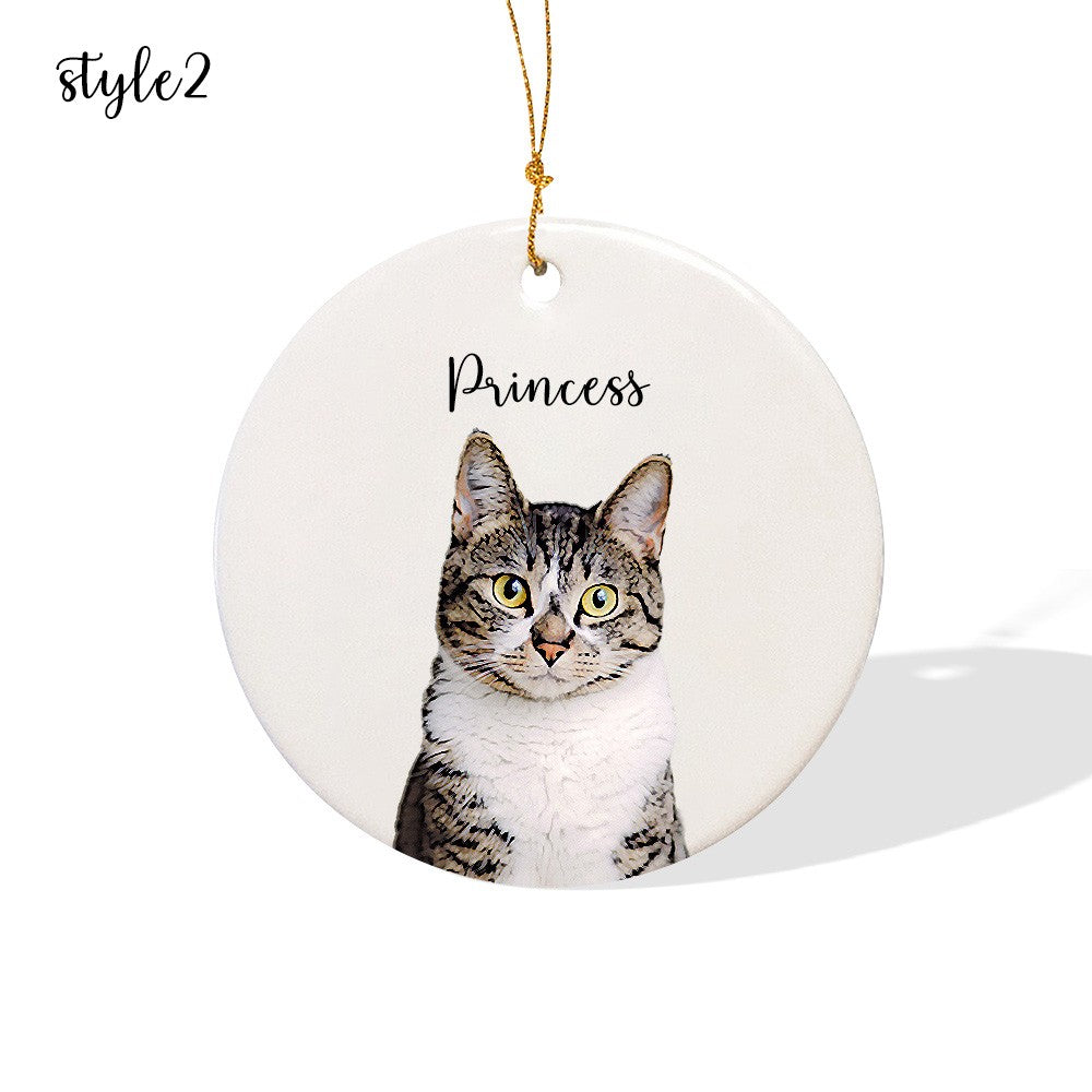 Personalized Christmas Pet Portrait Ornament, Custom Pet Photo Charm, Christmas Hanging Tree Decor, Christmas Gift for Dog Mom/Cat Mom/Pet Lover