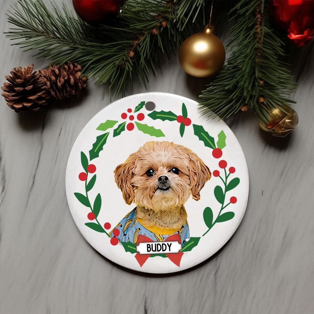 Personalized Christmas Pet Portrait Ornament, Custom Pet Photo Charm, Christmas Hanging Tree Decor, Christmas Gift for Dog Mom/Cat Mom/Pet Lover