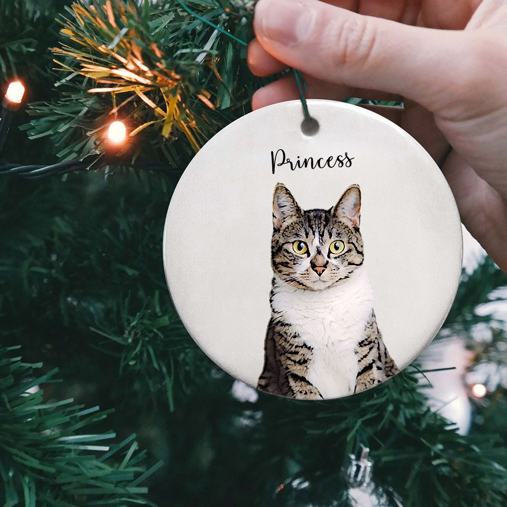 Personalized Christmas Pet Portrait Ornament, Custom Pet Photo Charm, Christmas Hanging Tree Decor, Christmas Gift for Dog Mom/Cat Mom/Pet Lover