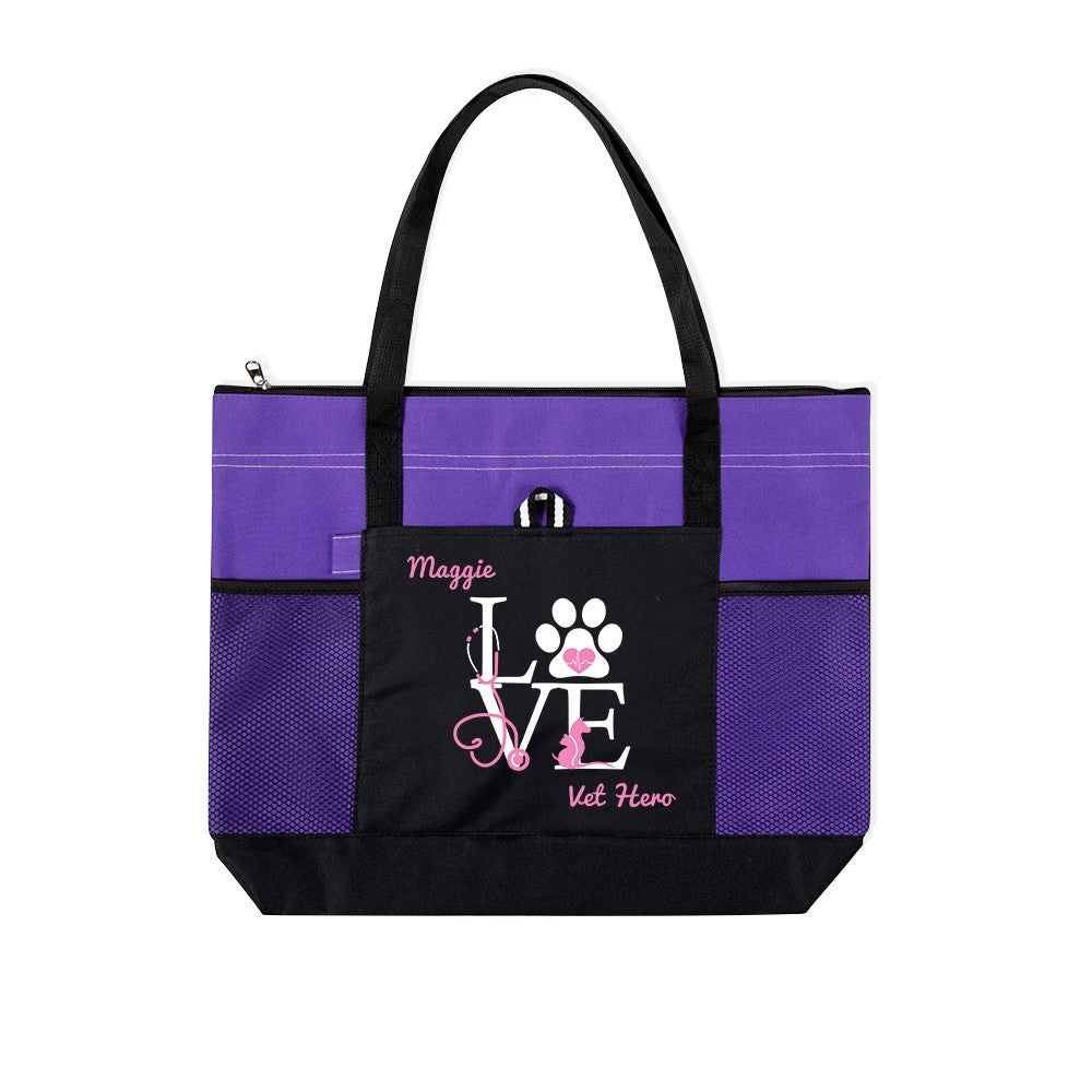 Personalized Veterinary Technician Tote Bag, Customizable Pet Tote Bag for Work, Gift for Vet Tech Week, Dog Tote Bag, Dog Mom Gifts for Women