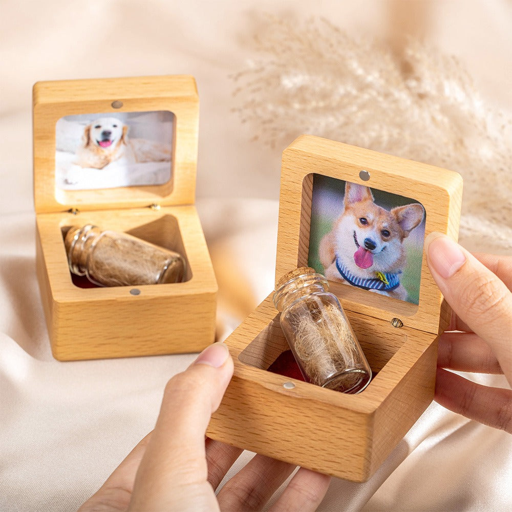 Custom Wooden Pet Ashes Box, Dog Cat Memorial Fur Keepsake, Personalized Pet Ashes Cremation Urn Box, Pet Loss Sympathy Gift for Pet Lover/Owner