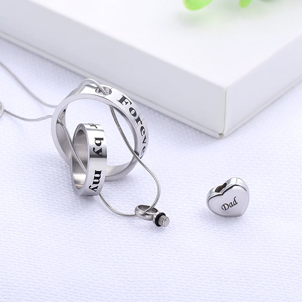 Forever in My Heart Stainless Steel Cremation Urn Necklace for Ashes